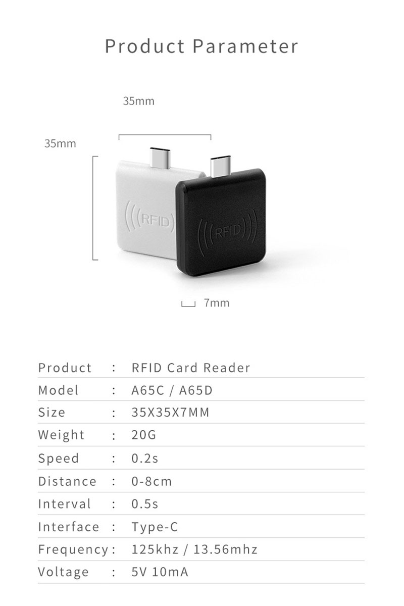 Частота 13,56 МГц Android Phone Microchip RFID Reader 11