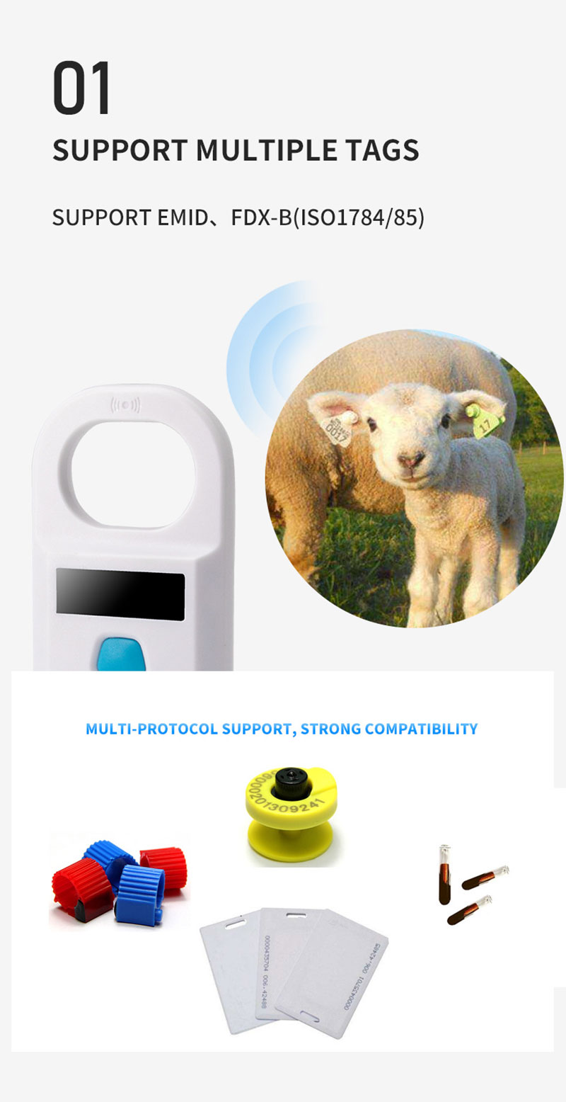 Портативный небольшой ручной 134,2 кГц Rfid Animal ID Reader 2