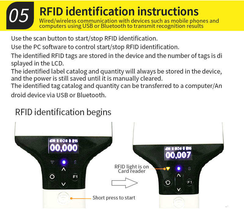 Ручной считыватель RFID UHF 915M Удаленная машина для инспекции управления складом 9