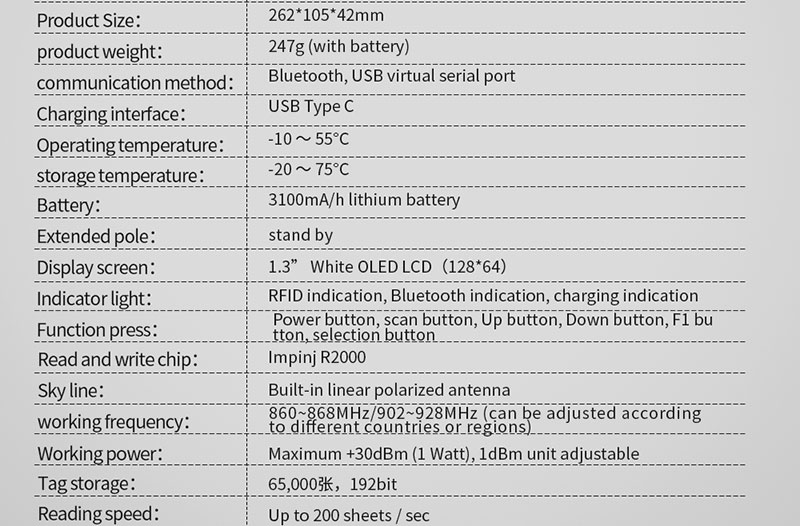 Ручной считыватель RFID UHF 915M Удаленная машина для инспекции управления складом 2