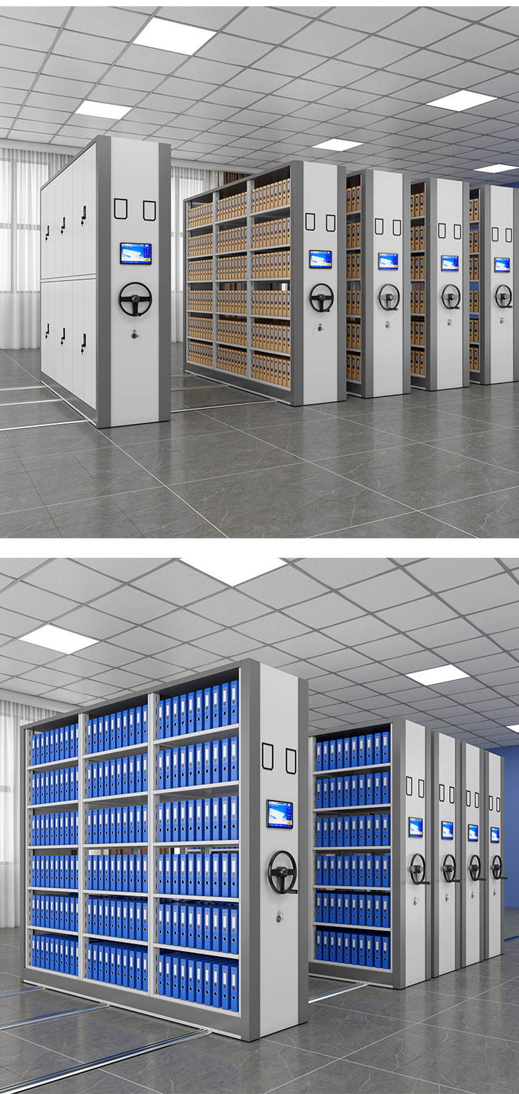 RFID Компактная стойка интеллектуальная архивная комната с ручным приводом, подвижная RFID Умный картотечный шкаф стальной электрический интеллектуальный компактный шкаф 5